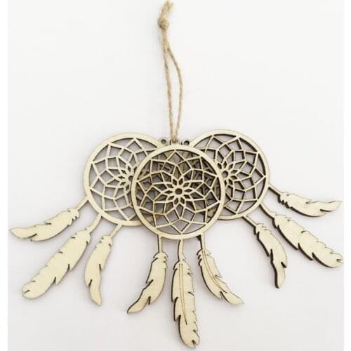 10pcs Wood Feather Dream Catcher Ornament Mini Arts Craft Rainbow Owl Feathers Hanging Bedding Room Illustrious