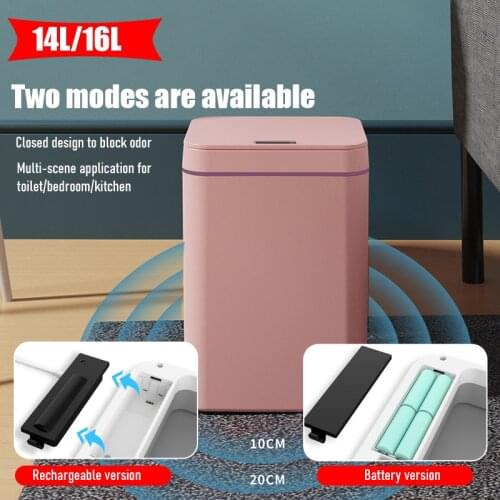 14/16L Smart Trash Can Automatic Sensor Dustbin Smart Sensor Electric Waste Bin Home Rubbish Can for Kitchen Bathroom Organizer