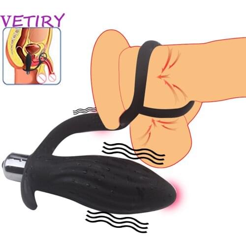 VETIRY Penis Ring Prostate Massager Butt Plug Vibrator Anal Plug Cock Ring Delay Ejaculation Ring Sex Toys For Women Men