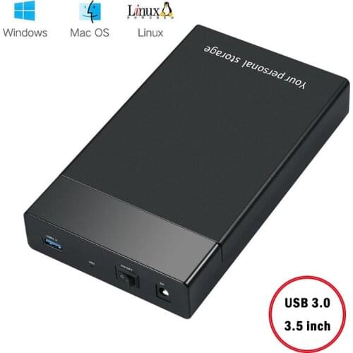 VKTECH USB 3.0 to 3.5 inch SATA III 5Gbps External Hard Drive Disk Ehclosure Case Box with LED Indicator for Laptop Desktop New