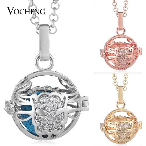 Vocheng Chime Harmony Jewelry 3 Colors Cubic Zircon Angel Ball Necklace with Stainless Steel Chain VA-367