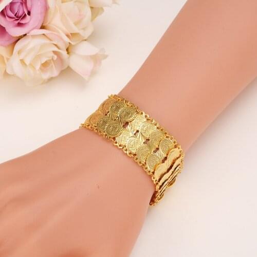 Bangrui Gold Color Money Coin Bracelet Islamic Muslim Arab Coins Bracelet for Women Men Middle Eastern Jewelry Gifts