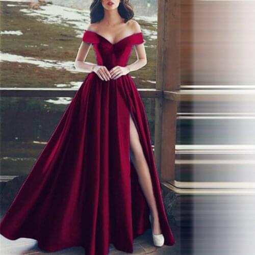 Sexy Slit Plus Size Satin Prom Party Evening Dresses Vestido De Noiva Sereia Gown Robe De Soiree Frock 2020 Long Gown Lace-up