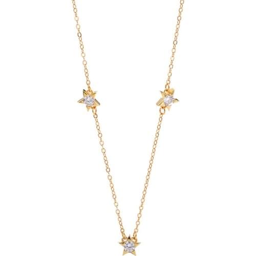 Women 925 Sterling Silver Festival Constellation Pentagram Jewelry Starry Cubic Zirconia CZ Star Choker Necklace Collares Mujer