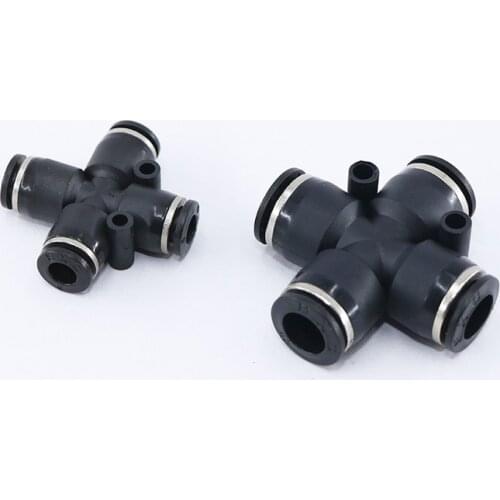 1 PCS Black PZA series Pneumatic Fitting 4-Way Cross Connector for 4/6/8/10/12MM