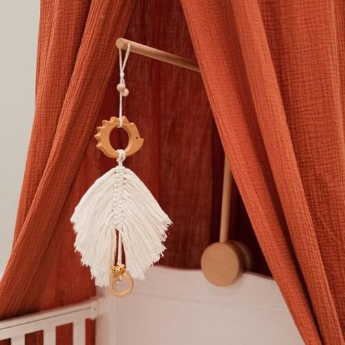 Baby Bed Bell 1PC Wood Animal Leaf Pendant Kid Teether Children Room Decoration Items Baby Stroller Toy Pendant Kid Gift