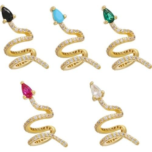 1 Piece Single Ear Cuff Snake Cubic Zirconia Jewelry Geometric Clip on Women Earrings No Piercing Earcuff Aretes Silver Color
