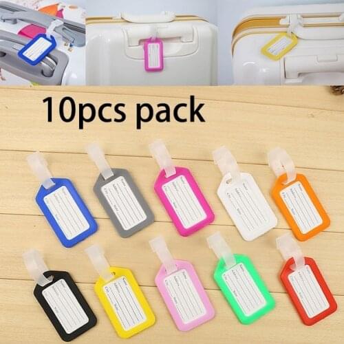10Pcs/lot Ramdom Color ABS Plastic Travel Luggage Tags With Transparent Straps