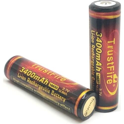 2pcs/lot TrustFire Protected 18650 3.7V 3400mAh Lithium Battery Rechargeable Batteries with PCB For LED Flashlights Headlamps
