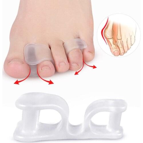 2Pcs Big Toe Two Hole Thumb Valgus Toe Separator Silicone Gel Foot Fingers Protector Corrector Pedicure Foot Care Tool