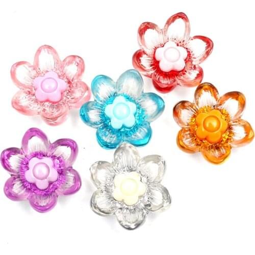 30Pcs Mixed Clear Resin Flowers Decoration Craft Flatback Cabochon Embellishments For Scrapbooking Kawaii Cute Diy Accessories