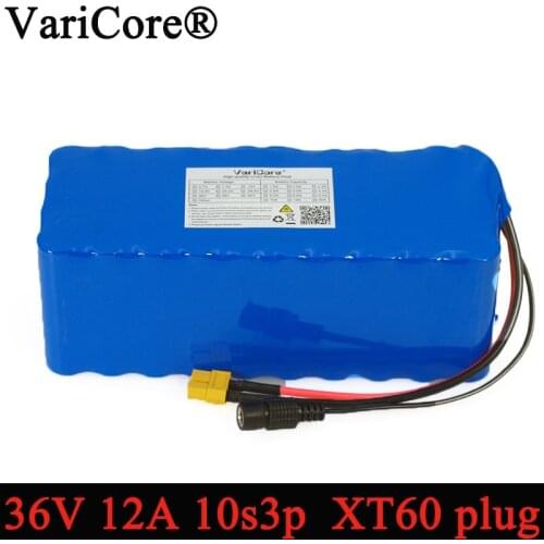 36V 12Ah 18650 Lithium Battery pack High Power XT60 plug Balance car Motorcycle Electric Bicycle Scooter with BMS backup power
