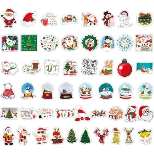50 pcs Graffiti Stickers For Christmas Stickers Collection Decoration Santa Claus Snowman Skateboard Laptop Bottle Stationery