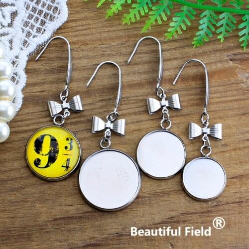 Stainless Steel 6pcs Fit 12mm 14mm 16mm 18mm 20mm 25mm Drop Cabochon Earring Hooks Ear Setting Cameo Base Blank Tray Not Fade
