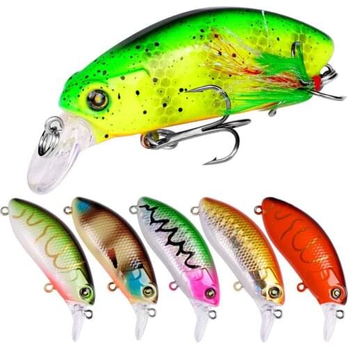 6PCS Fishing Crankbait Minnow Fish Bass lure hook baits 5.9m/9g