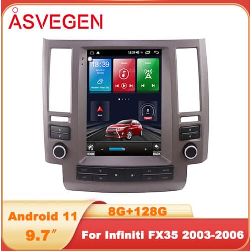 Asvegen 12.1 Inch Car Radio Android 10 For Infiniti FX FX35 FX45 FX25 FX37 2008 2009 2010 Tesla Style GPS Navigation Video 128GB