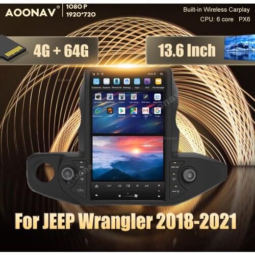 13.6 inch Android multimídia For JEEP Wrangler 2018 2019 2020 2021 car radio coche autoradio video players carplay Auto