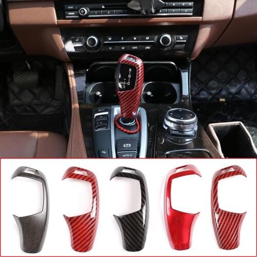 LHD and RHD Car Gear Shift Head Cover Trim ABS Carbon Fiber For BMW F20 F30 F31 F34 X5 F15 X6 F16 X3 F25 X4 F26 F10 Car Sticker