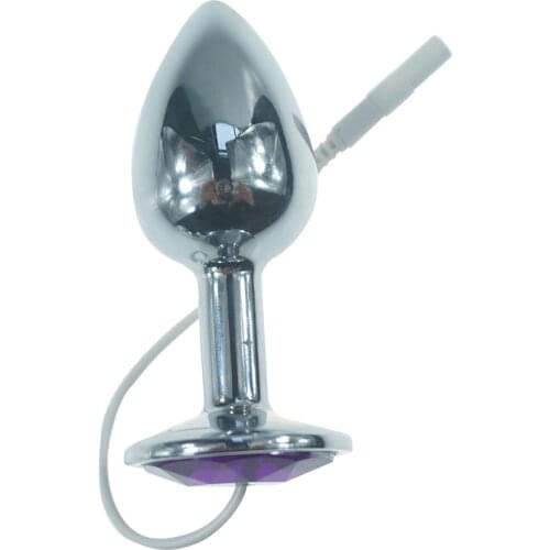Big size metal electric anal butt plug sex toys for men and women electro shock accessory