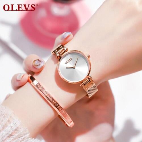 OLEVS Ladies Watch Rose Gold Stainless Steel Womens Watches TOP Brand Luxury Female Clock Zegarek Damski Relogio Feminino 2020