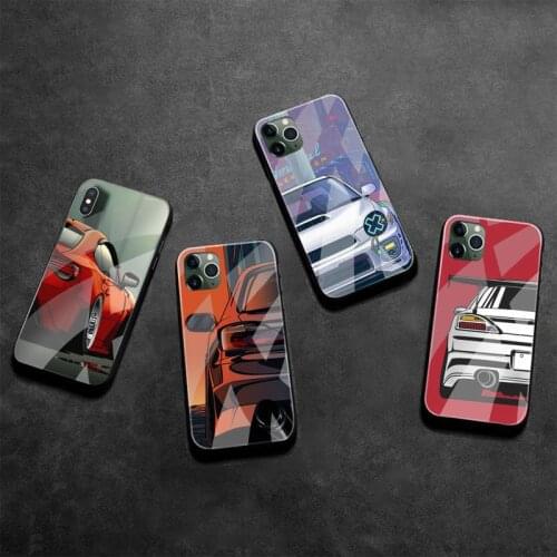 Cartoon car tail light JDM Phone Case Tempered Glass For iPhone 12 pro max mini 11 Pro XR XS MAX 8 X 7 6S 6 Plus SE 2020 case