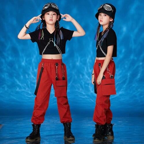 Vestido negro de hip hop para niños, camiseta de manga corta, ropa de calle, pantalones cortos de camuflaje táctico para niñas