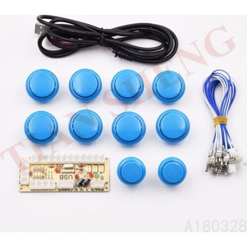 DIY Zero Delay Arcade USB Encoder PC to Joystick Fighting Games Replacement Parts Encoder Board +Wire Cables+ 10 push button