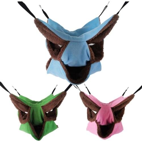 Pet Hamster Hammock Mouse Ferrets Guinea Pig Hanging Cat Bed Warm Three-Layer Hanging Hammock Soft Plush Nest Cage Sleeping Bed