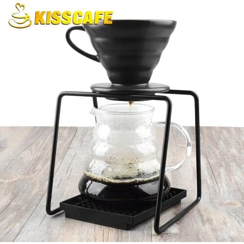 Coffee Stainless Steel Filter Cup Holder V60 Drip Filter Paper Filter Set Espresso Coffee Stable Metal Rack with Non-slip Mat
