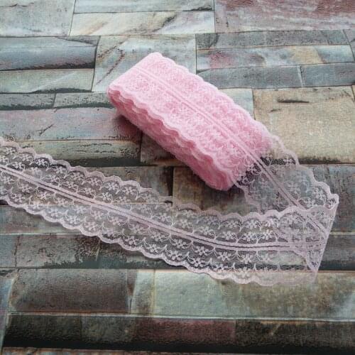 Beautiful Pink 10 Yards 45mm Width Net Embroidery Lace Bilateral DIY Jewelry, Clothing, Wedding, Sewing accessories