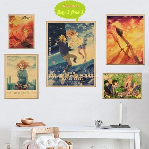 Kyokai no kanata Kuriyama Mirai wall sticker kraft poster stickers Japanese Home Room Decor Kraft paper Wall stickers