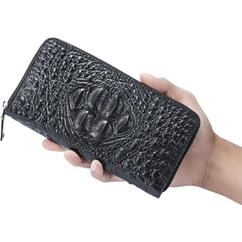 Nulees Genuine Cowhide Crocodile Alligator Men Wallet Classic New Purse Luxury Zipper Open with Cards Position