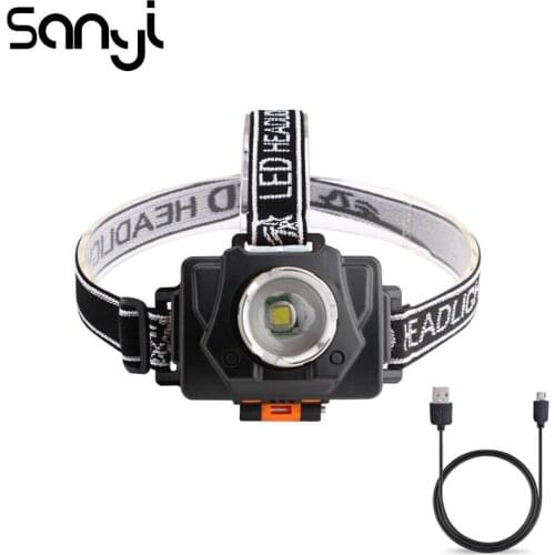 SANYI 2 Modes Head Lamp 2 Modes Torch USB Charging Built-in Battery Flashlight Head 3800 Lumen Zoomable Headlight