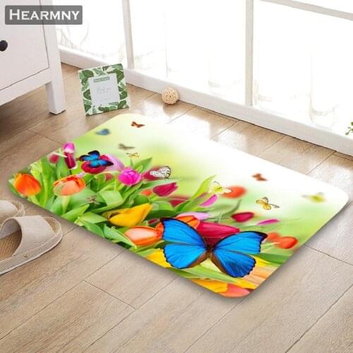 Customizable Butterfly Doormat Floor/Bath/Kitchen/Beach Mat Flannel Sponge Fabric 3D Printed Shaggy Decoration For Bedroom