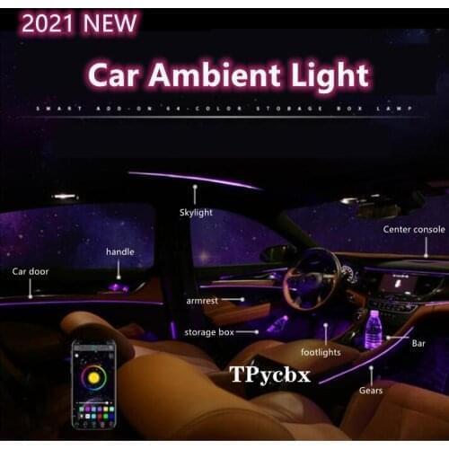 Car Atmosphere Lights EL Neon Wire Strip Light RGB Multiple Modes App Sound Control Auto Interior Decorative Ambient Neon Lamp