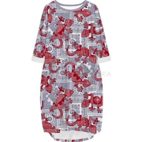 New Fashion Bandana 3D Print Long Paisley Pocket Loose Casual Robe Summer Dress Traf For Women V17