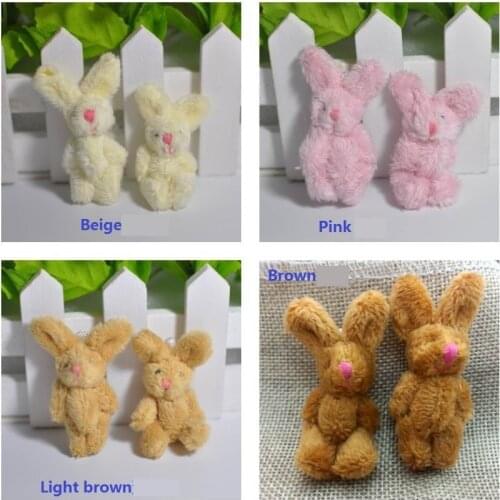 Wholesale 100pc/Lot 4cm Soft Mini Joint Rabbit Pendant Plush Bunny For Key Chain Bouquet Toy Doll DIY Ornaments Gifts#202160