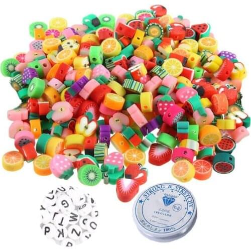 Wholesale DIY10MM Fruit Soft Pottery Sliced Letter Flower Beads Charms for Bracelet Making Material Craft Accessories Loose Bead