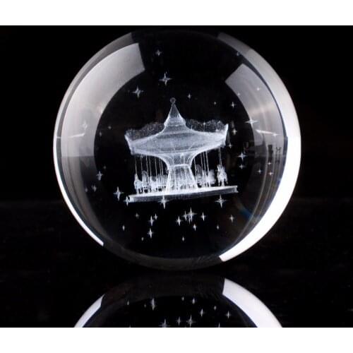 C&H 60mm Crystal Clear Crystal Ball 3D Laser Engraved Merry-Go-Round Glass Ball Feng Shui Art Decor Accessories Birthday Gifts