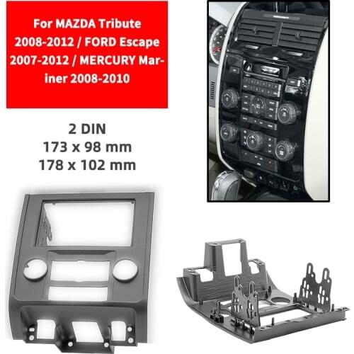 Double Din Radio Fascia for MAZDA Tribute /Ford Escape/MERCURY Panel Dash Mount Installation Trim Kit Face Black Frame GPS