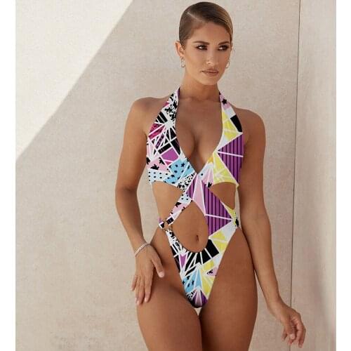Sexy Hollow Out Swimwear Women One Piece Swimsuit Female 2021 New Backless Monokini Printed Bathing Suits Summer Beach Wear Swim