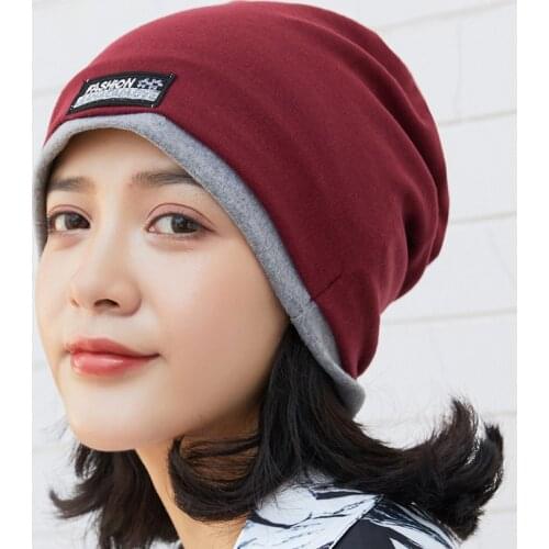 OKKDEY Women Beanie Hat Autumn Winter Keep Warm Pure Cotton Knitted Hat Fashion Hip-hop Beanies Unisex Casual Soft Turban Caps