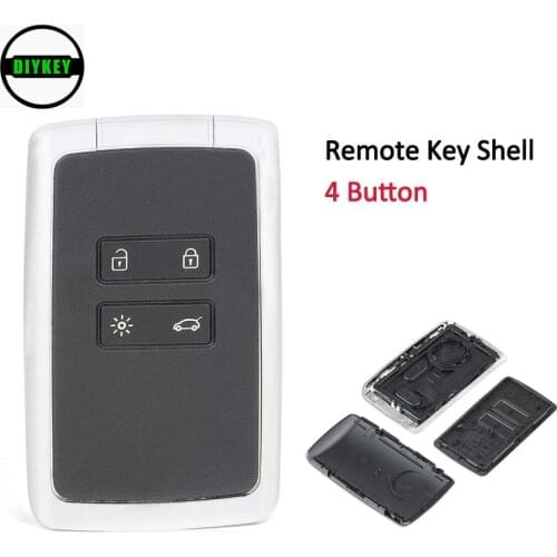 DIYKEY Replacement Remote Key Shell Case Fob 4 Button for Renault Espace 5, Megane 4, Talisman 2016 2017 2018 2019