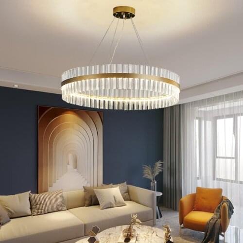 Modern Led Chandelier Crystal Lamp For Home Lighting Dining Room Transparent Glass Gold Chandelier Luxury Villa Fixtures