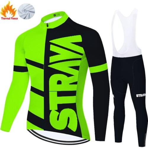 Strava Winter Thermal Fleece Kit Bicicleta Maglia Uomo Traje Hombre 자전거의류 Ciclismo Masculino Fietskleding Heren Cycling Jersey