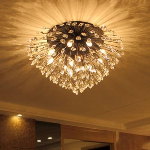 Living room lights crystal American rustic atmosphere led hall lights retro iron bedroom personalized creative ceiling lamps