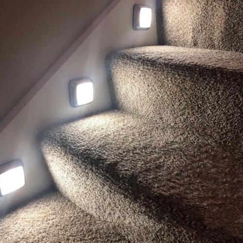 Led Stair Lights 2 Colors PIR Wall Light Sensor 1W Recessed Footlight Corridor Stair Light Induction Wall Lamps