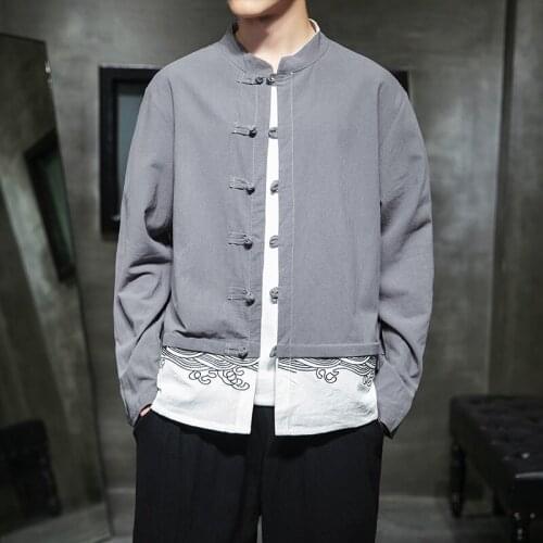 Summer 2021 Cotton Linen Top Traditional Chinese Clothing For Men Vintage Shirts Madarin Collar Tang Suit Kung Fu Clothes 30353