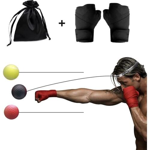 Indoor Boxing Reflex Ball Punching Ball 3 Level Speed Training With Bandage MMA Training Exercise Coordination Improve Reaction