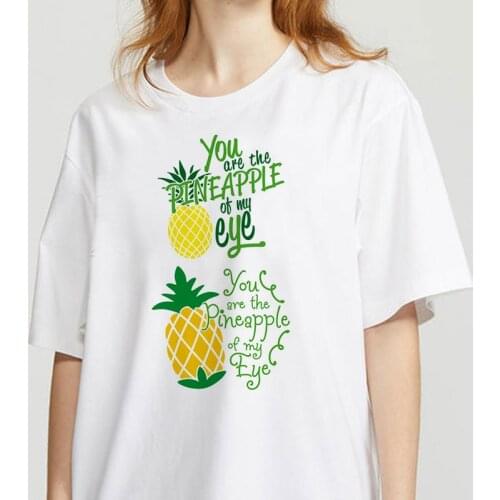 Womens T-shirt Pineapple Fruit Clothing Printed T-shirt Fashion Womens Top Graphic T-shirt Fashion Soft Casual White T shirt